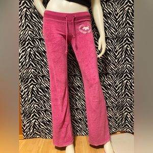 Pink velour flare track pants